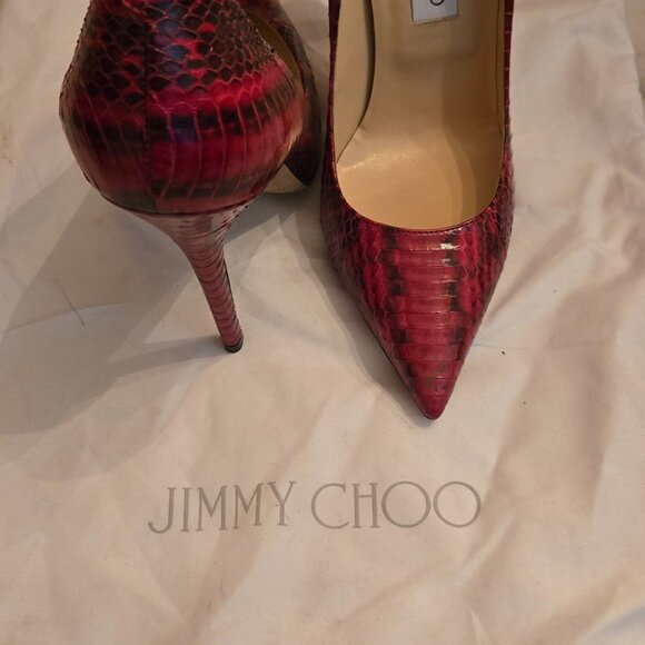 Jimmy Choo Anouk Red Snakeskin/Elaphe Pumps - Picture 10 of 12